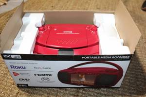 lot 156 image: Altec Lansing Portable Media Boombox with HDMI and DVD Streaming - Red