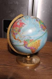 lot 184 image: Vintage World Globe with Gold Metal Base