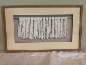 lot 3 image: Framed Macrame Wall Art with Wooden Frame