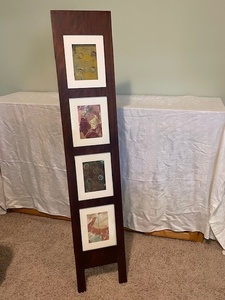 lot 10 image: Tall Multi-Panel Wood Frame with 4 Abstract Art Prints