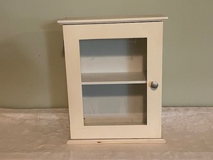 lot 12 image: Wall Mount White Wooden Medicine Cabinet with Glass Door