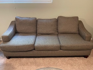 lot 17 image: Used 3-Seat Gray Fabric Sofa with Removable Cushions