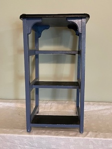 lot 19 image: Wooden 3-Tier Blue Accent Shelf with Black Top
