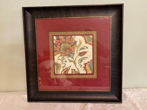 lot 22 image: Framed Floral Artwork with Textured Matting