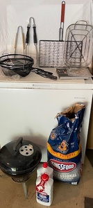 lot 35 image: Charcoal Grill, Kingsford Briquets, Lighter Fluid, and Grilling Tools Set