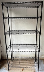 lot 37 image: 5-Tier Black Metal Wire Storage Shelving Unit