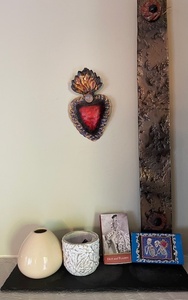 lot 63 image: Eclectic Art and Decor Collection with Wall Plaque, Sculptures, Matches, and Vases