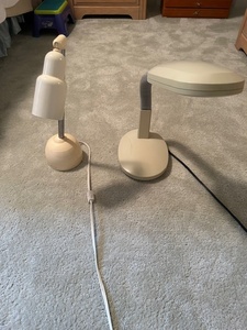 lot 96 image: Lot of 2 Beige Desk Lamps Adjustable with Weighted Bases
