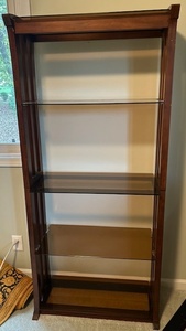 lot 102 image: Wood and Glass Display Shelf Unit with Four Shelves
