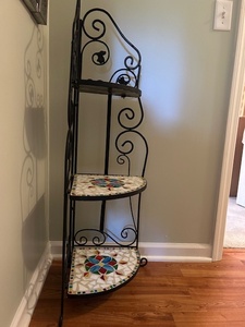 lot 106 image: Iron Corner Shelf with Mosaic Tile Shelves