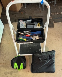 lot 145 image: WORKPRO Cordless Drill Set with Tool Bag, Hand Tools, and Portable Toolbox