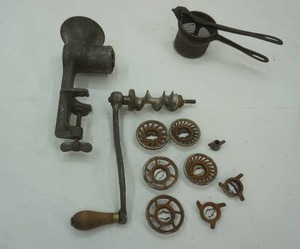 lot 78 image: Antique Universal Food Chopper and Accessories & Vintage Potato Ricer