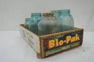lot 90 image: Vintage Canning Jars and Wood Crate