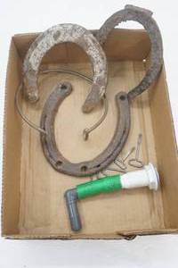 lot 101 image: AntiqueVintage Horse Shoes, Sardine Openers.