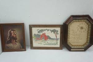 lot 104 image: Jesus, Clock, and More Wall Art