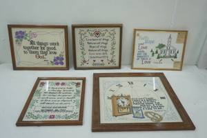 lot 105 image: (5ct) Framed Embroidery