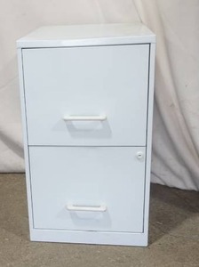 lot 2 image: 2-Drawer White Metal File Cabinet