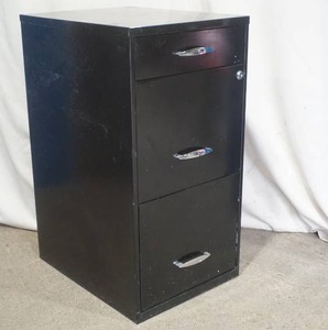 lot 13 image: 3-Drawer Black Metal File Cabinet