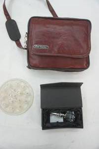 lot 126 image: Expandable Travel Bag, Glass Frog for Flowers, Wine Stopper