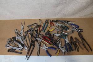lot 26 image: Large Lot of Mixed Adjustable Wrenches and Pliers