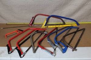 lot 43 image: Collection of 7 Assorted Bow Saws and Hacksaws