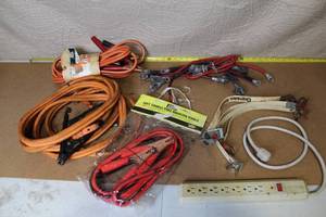 lot 65 image: Lot of Jumper Cables, Booster Cables, and Battery Lifters
