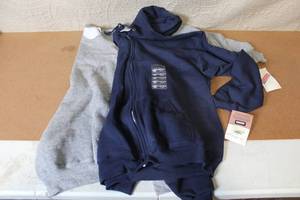 lot 106 image: Tultex Navy Full-Zip Hoodie and Jerzees Gray Pullover Sweatshirt, XL