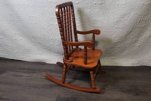 lot 140 image: Wooden Spindle-Back Rocking Chair with Armrests