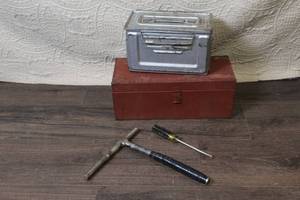 lot 149 image: Metal Tool Box and Military Ammo Box with Tools