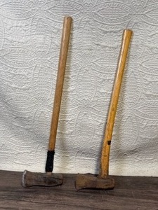 lot 174 image: Pair of Used Sledge Hammers with Wooden Handles
