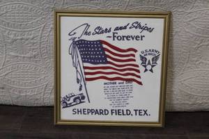 lot 324 image: Framed The Stars and Stripes Forever Sheppard Field Tex. Patriotic Print