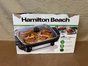 lot 133 image: Hamilton Beach Durathon Reversible Ceramic Skillet in Box