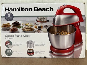 lot 213 image: Hamilton Beach Classic Stand Mixer with 6 Speeds and Attachments