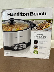 lot 229 image: Hamilton Beach Stovetop Sear & Cook 6 Quart Slow Cooker