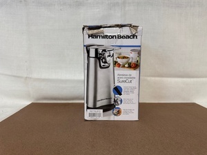 lot 294 image: Hamilton Beach SureCut Stainless Steel Can Opener in Damaged Box