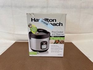 lot 302 image: Hamilton Beach 8 Cup Rice Cooker and Steamer with Rice Rinser Basket