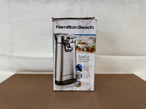 lot 306 image: Hamilton Beach SureCut Stainless Steel Can Opener in Box