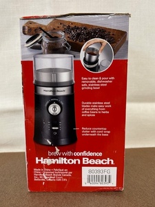 lot 332 image: Hamilton Beach Custom Grind Coffee Grinder, Model 80393FG
