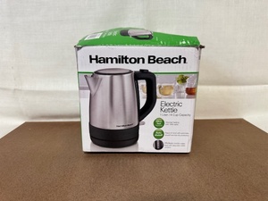 lot 348 image: Hamilton Beach 1 Liter Electric Kettle in Box