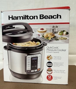 lot 382 image: Hamilton Beach QuikCook 8 Quart Pressure Cooker, Not Sealed Box