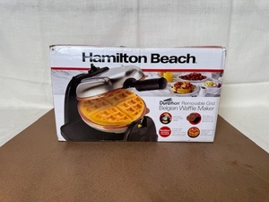 lot 436 image: Hamilton Beach Durathon Removable Grid Belgian Waffle Maker in Open Box