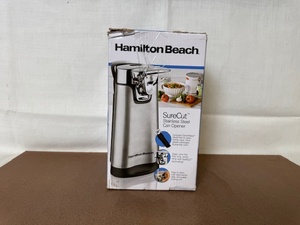 lot 460 image: Hamilton Beach SureCut Stainless Steel Can Opener in Box