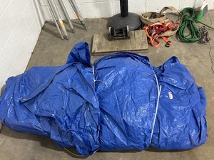 lot 33 image: Extra Large Blue Tarp (For idea on Size RolledFolded Measures  5 x 3 x 1)