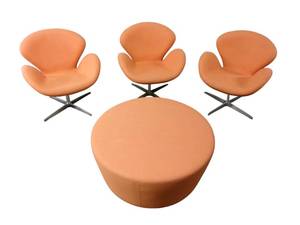lot 1 image: 3 Chairs & Ottoman