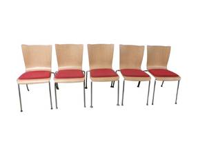 lot 52 image: 5 Kruger Red Chairs Stackable