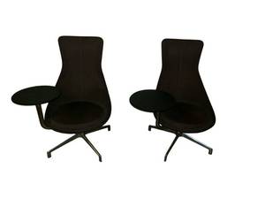 lot 155 image: 2 Keilhauer Juxta High Back Swivel Lounge Chairs with a built-in tablet arm
