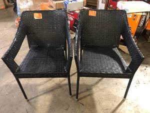 lot 45 image: Lot of Carnegy Avenue Black WickerRattan Outdoor Dining Chair   Customer Returns See Pictures