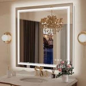 lot 13 image: KeonJinn 36 in. W x 36 in. H Rectangular Frameless LED Light Anti-Fog Wall Bathroom Vanity Mirror with Backlit  Customer Returns See Pictures