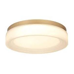 lot 44 image: Alsy 13 in. 24-Watt Modern Brushed Gold-Plated Integrated LED Flush Mount with Alabaster Glass Shade   Customer Returns See Pictures