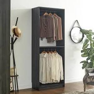 lot 50 image: Lot of Klair Living Prosper 32 in. W Gray Tower Unit 1-Shelf 2 Rods Wood Closet System Customer Returns See Pictures